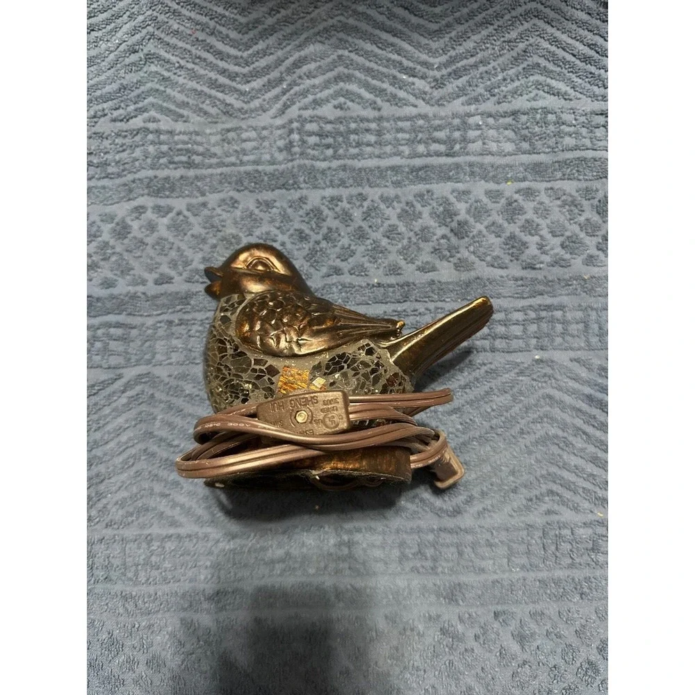 Bird Night Light Table Lamp Ceramic Glow‎ Amber/Brown Bird Figurine Electric